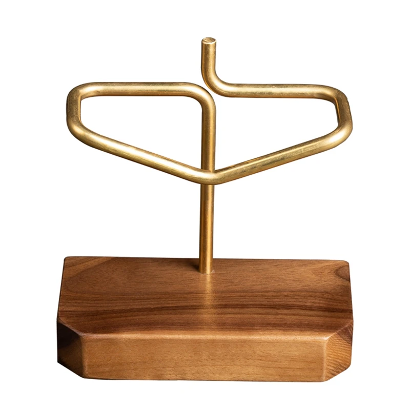 

Coffee Filter Holder Vintage Brass Thick Wood Vintage Coffee Filter Holder