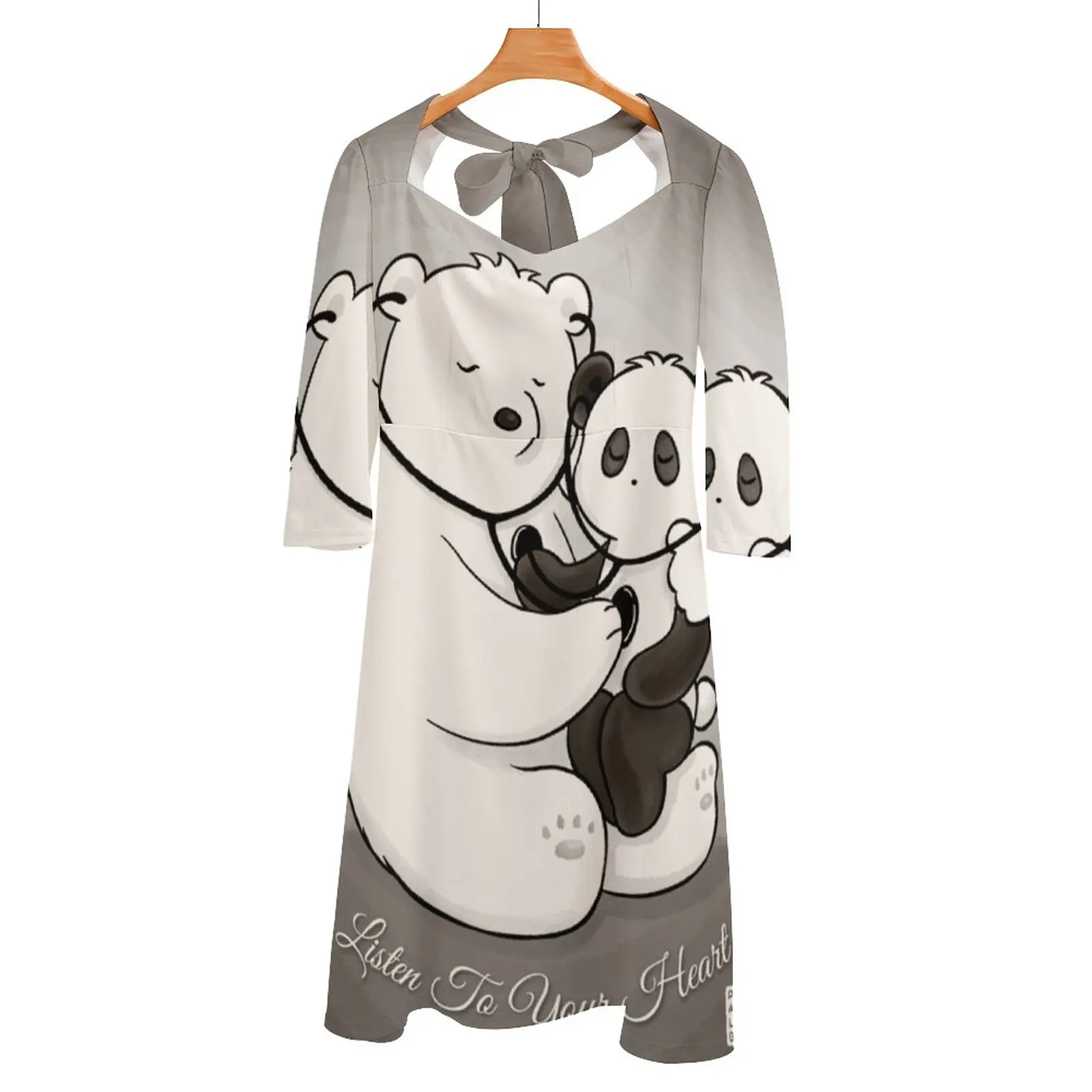 

Женское платье с открытой спиной, квадратным вырезом и завязками