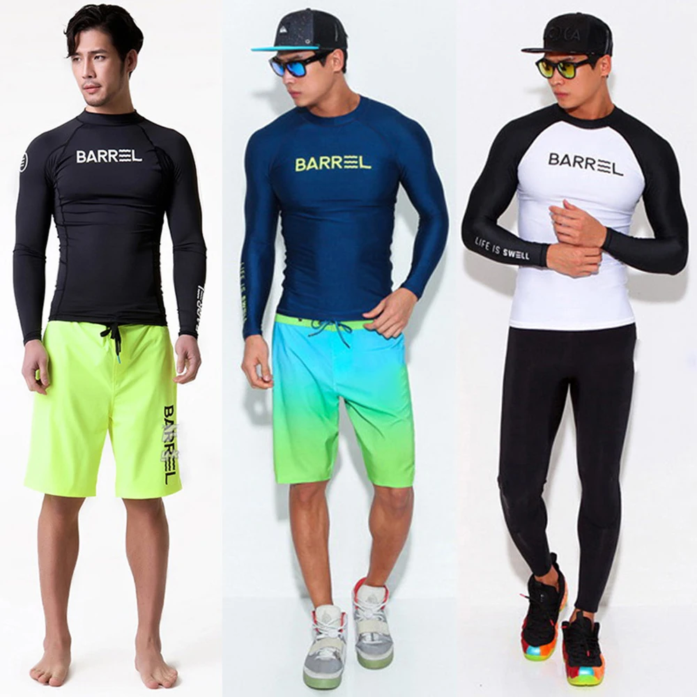 Men's split long-sleeved Lycra sunscreen swimsuit surf windbreaker UV protection water sports quick-drying swim surf top 2022