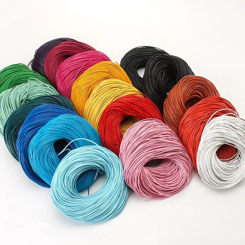 

Colorful 5 Meters 100% Genuine Leather Cord Round Rope 2mm Leather Strap Strings Woven Rope Jewelry Necklace Bracelet Lace