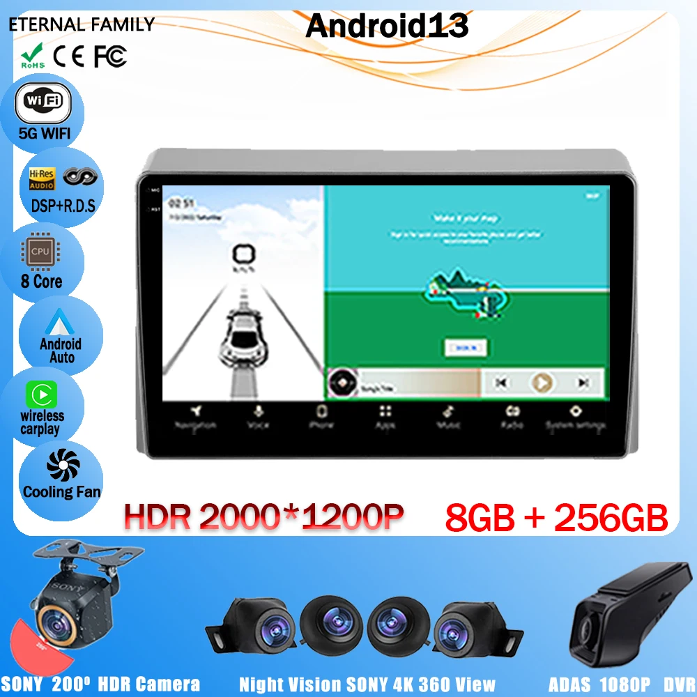 

Автомобильный радиоприемник Android 13 для Toyota Hiace XH10 H200 5 Ⅴ 2004 - 2021 мультимедийный видеоплеер Навигация стерео GPS 2Din 2Din DVD