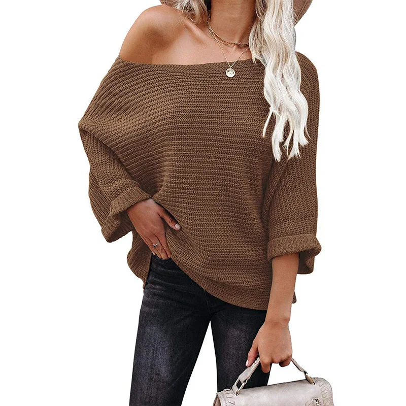 

UCAK сексуальный пуловер с открытыми плечами Slash Neck Twist вязаные топы модные свободные темпераментная основа внутренняя одежда свитер для женщин