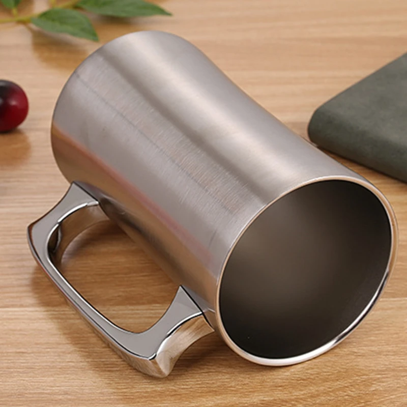

Double-Layer Thickened Vacuum Insulated Beer Mug Creative Single Handle Bottle