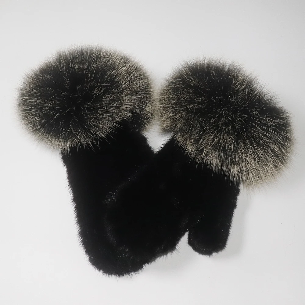 Зимние женские роскошные перчатки из 100% натурального меха норки с манжетами