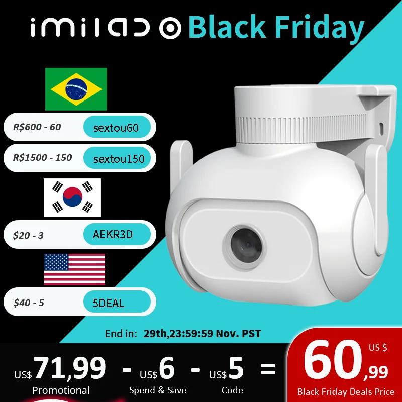 IMILAB- EC5 Wifi Smart Security System Kit, Outdoor Video Surveillance, IP Wireless Mihome App, Floodlight Camera, 2K