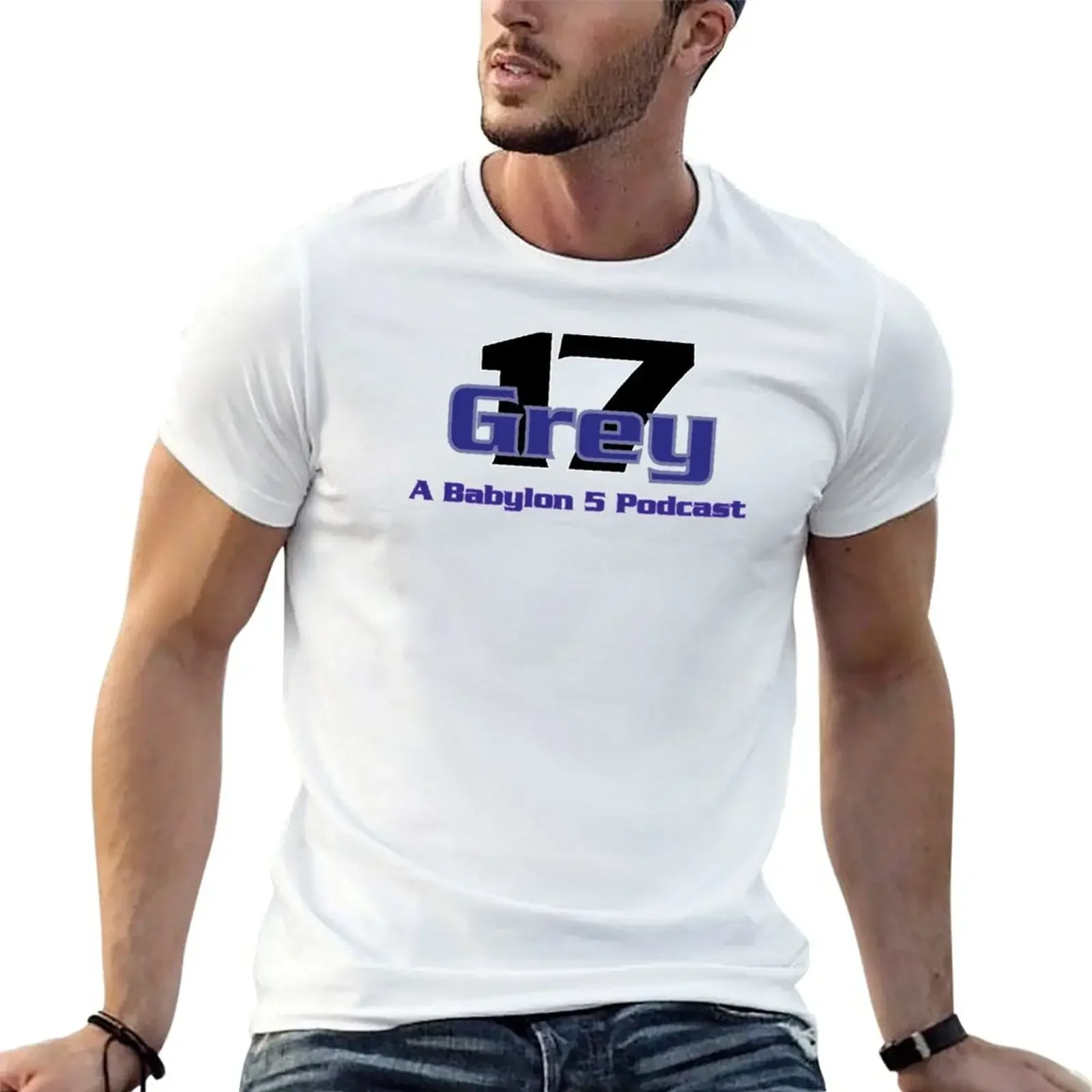 Серая футболка с логотипом Podcast 17 летняя одежда на заказ дизайнерская для мужчин
