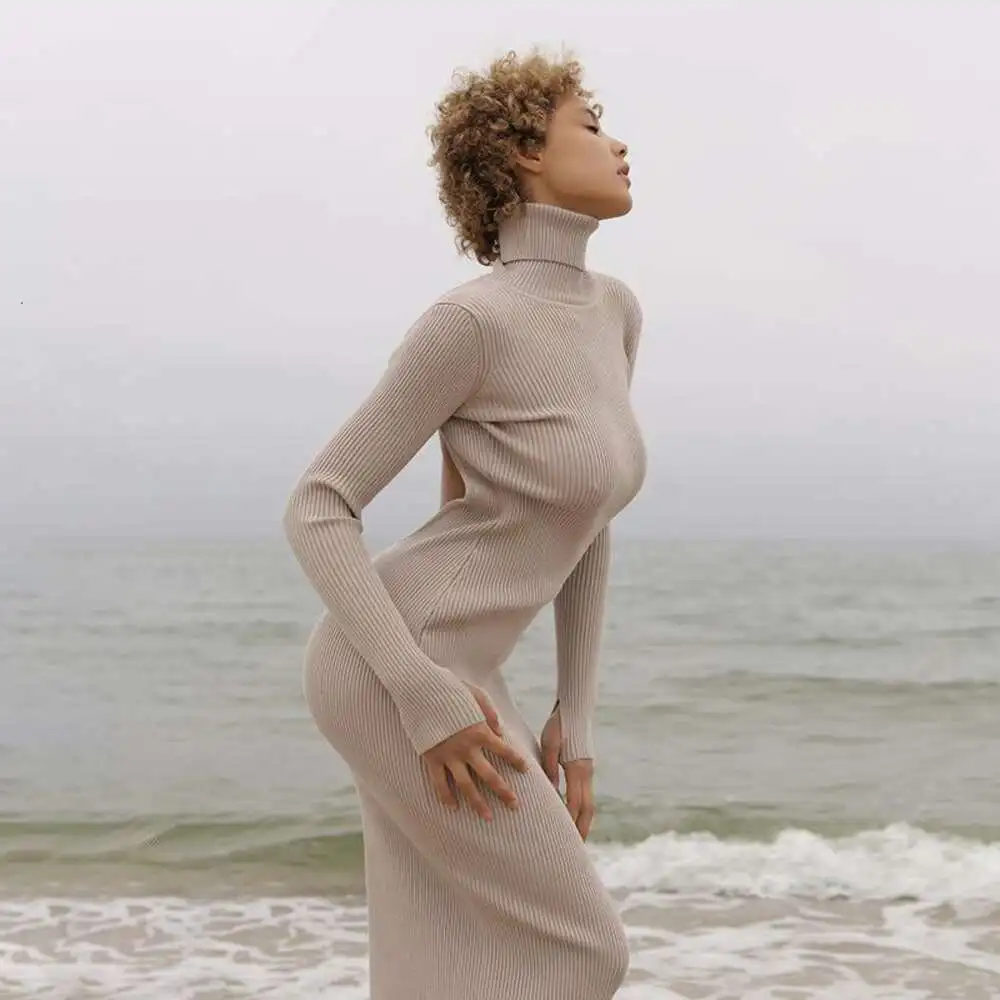 

Autumn And Winter Long Sleeved Knitted Dresses For Women