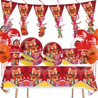 disney charm turning red birthday party decora supplies cartoon anime banners pull flags balloons candy box tablecloth cake card