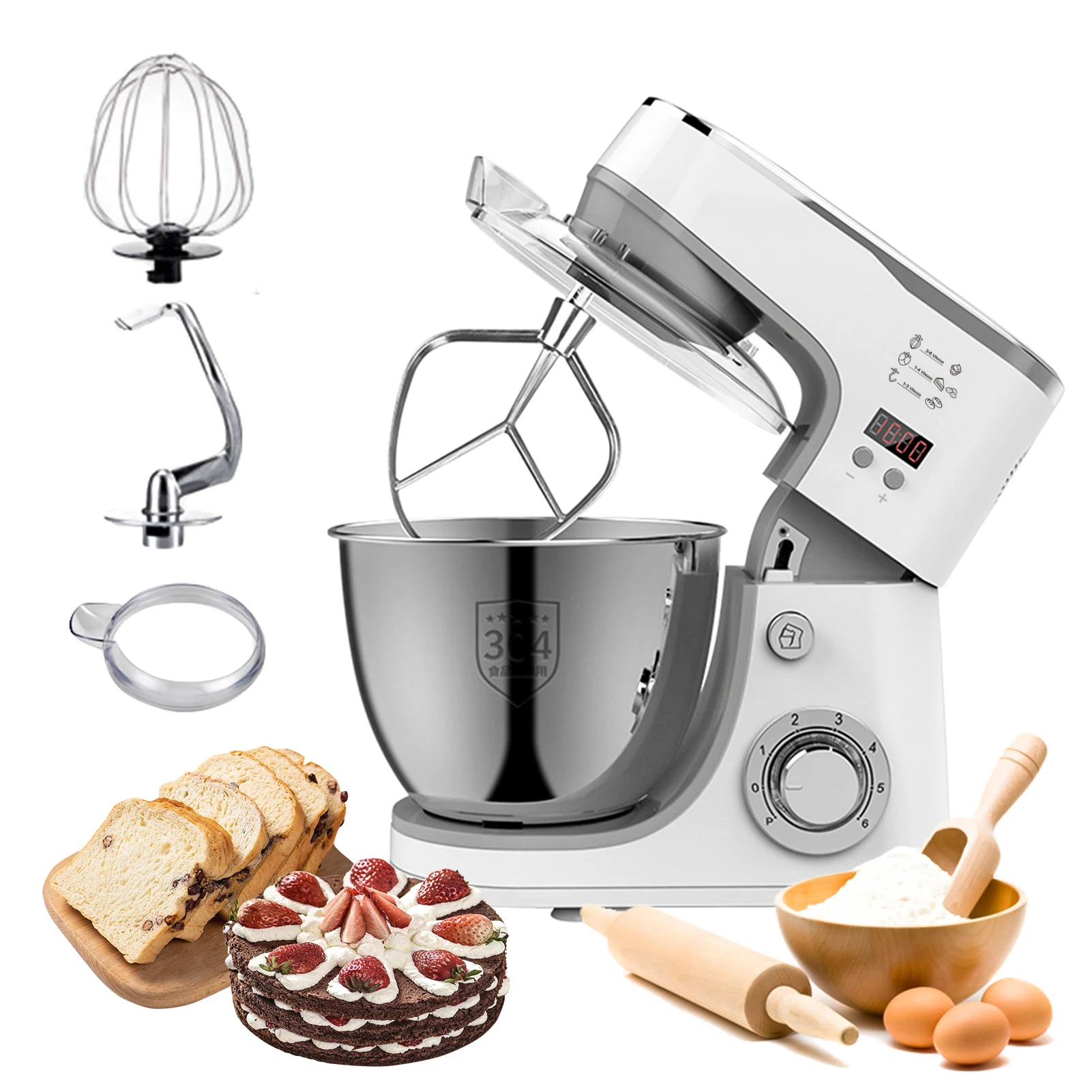 

Блендер кухонный из нержавеющей стали для теста, л, 6 скоростей, 10 минут