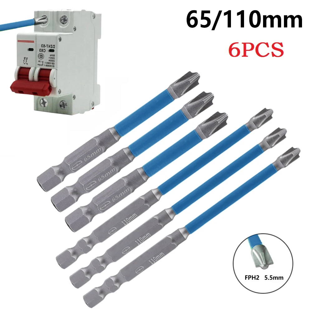 

6PC 65/110mm Magnetic Special Slotted Cross Screwdriver Bit For Electrician FPH2 Multi-Function Precision Screwdriver Set