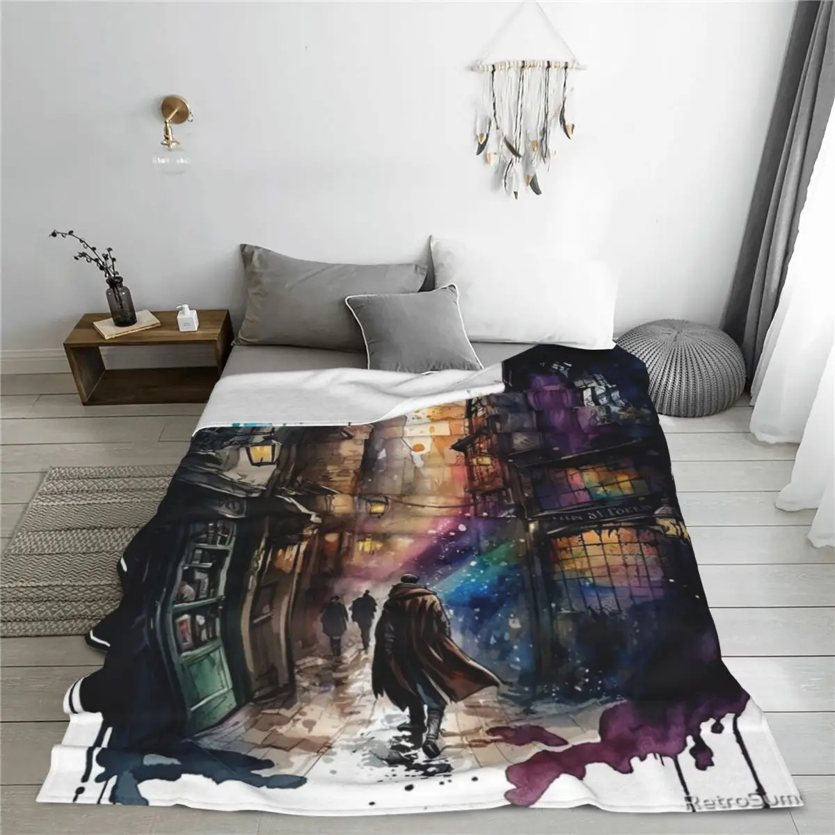 Волшебник мир аллея акварельное одеяло покрывало на кровать плотные покрывала