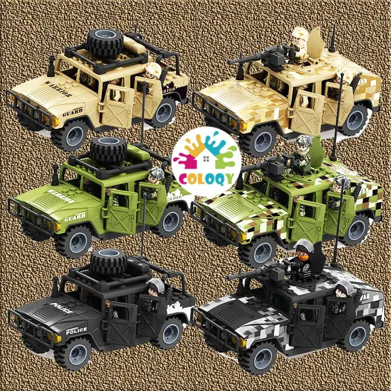 

Детские игрушки военные Зеленые Автомобили Hummer, строительные блоки, черные желтые Jepp-блоки, развивающие игрушки для детей, рождественские подарки