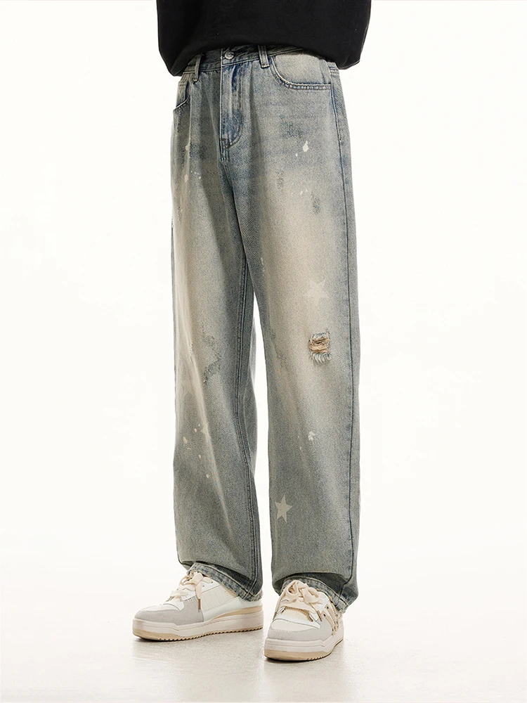 Y2K Emo Men Streetwear Oversized Star Pattern Straight Trousers Baggy Jeans Hip Hop Alt Denim Pants Male Clothes Baggy Pants