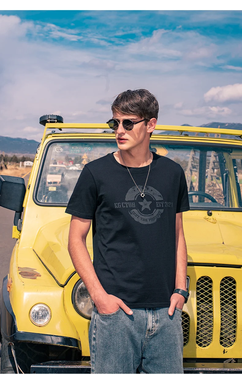 

Мужская летняя футболка с коротким рукавом и принтом в европейском и американском стиле