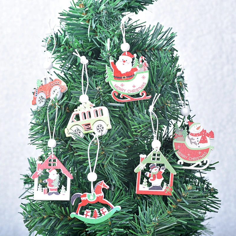 

12 шт. рождественская подвеска, деревянный красочный автомобиль, Рождественская елка, подвесные украшения, украшения для дома, детские игруш...
