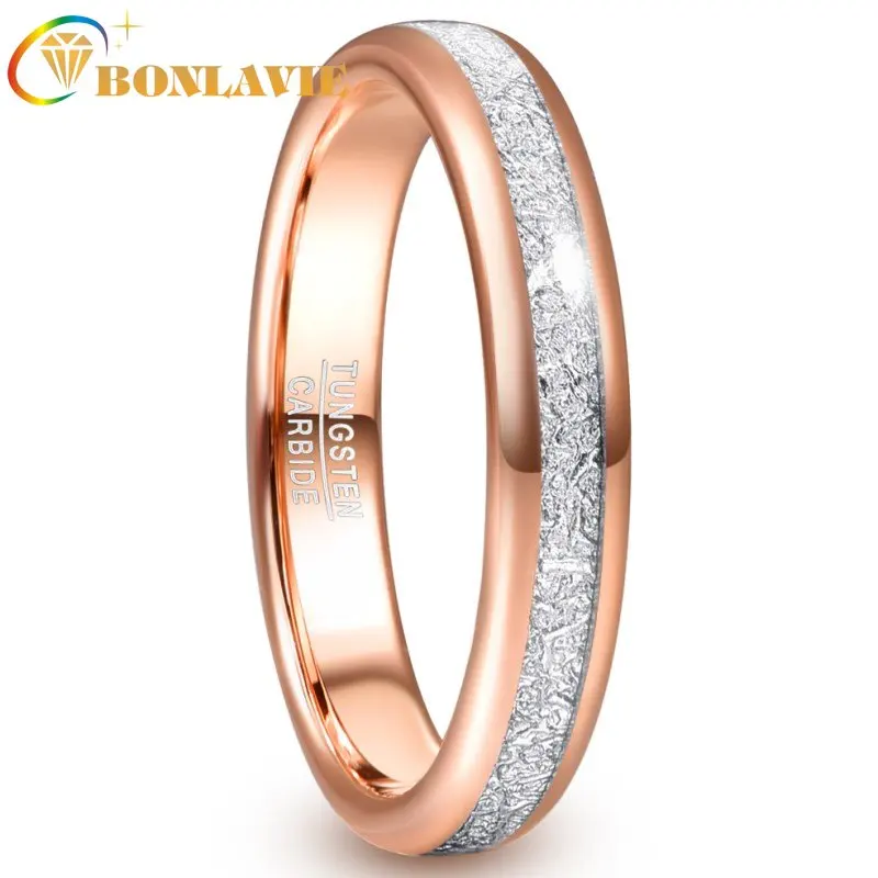 NUNCAD 4mm Rose Gold Farbe Imitation Meteorit Hartmetall Ring männer Frauen Mode Hochzeit Ringe