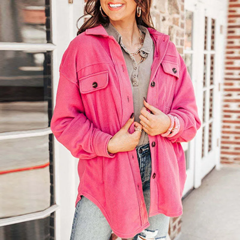

Fashion Solid Lapel Workwear Coat Women Office New Single Breasted Long Shirt Jacket Autumn Ladies Elegant Casual Loose Coat Top