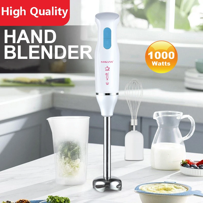 

Kitchen Detachable Hand Blender 3 in 1 Electric Food Mixer Stick Egg Beater Vegetable Stand Blend with Stainless Steel Blade