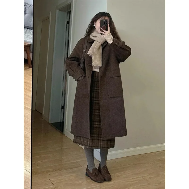 Женская шерстяная куртка средней длины Maillard кофейного цвета весенне-осенняя