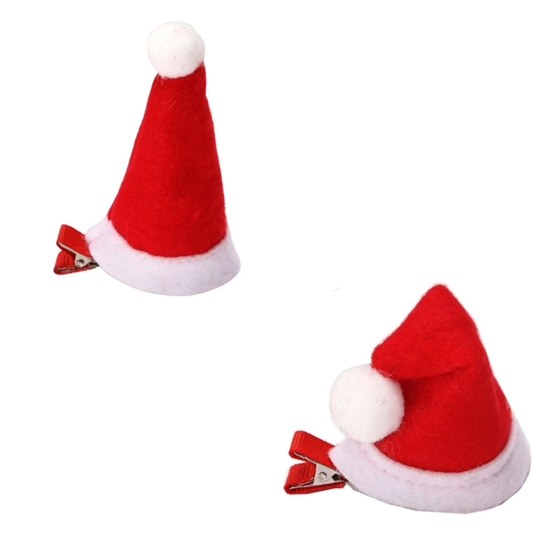 

Christmas Hat Hair Clips Mini Hat Duckbill Clip Xmas Hat Hairpin Santa Hat Non-Slip Hair Side Clips Hairstyle Tool L21E