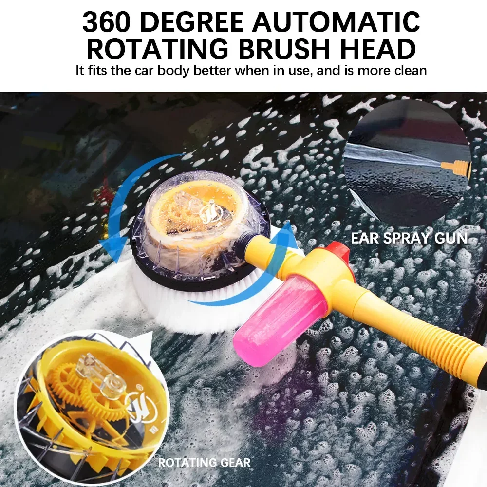 

Brush Cleaning Tools Mop Long Handle Automatic Rotating Foaming Car Chenille Microfiber Wash Mop Auto Accessories
