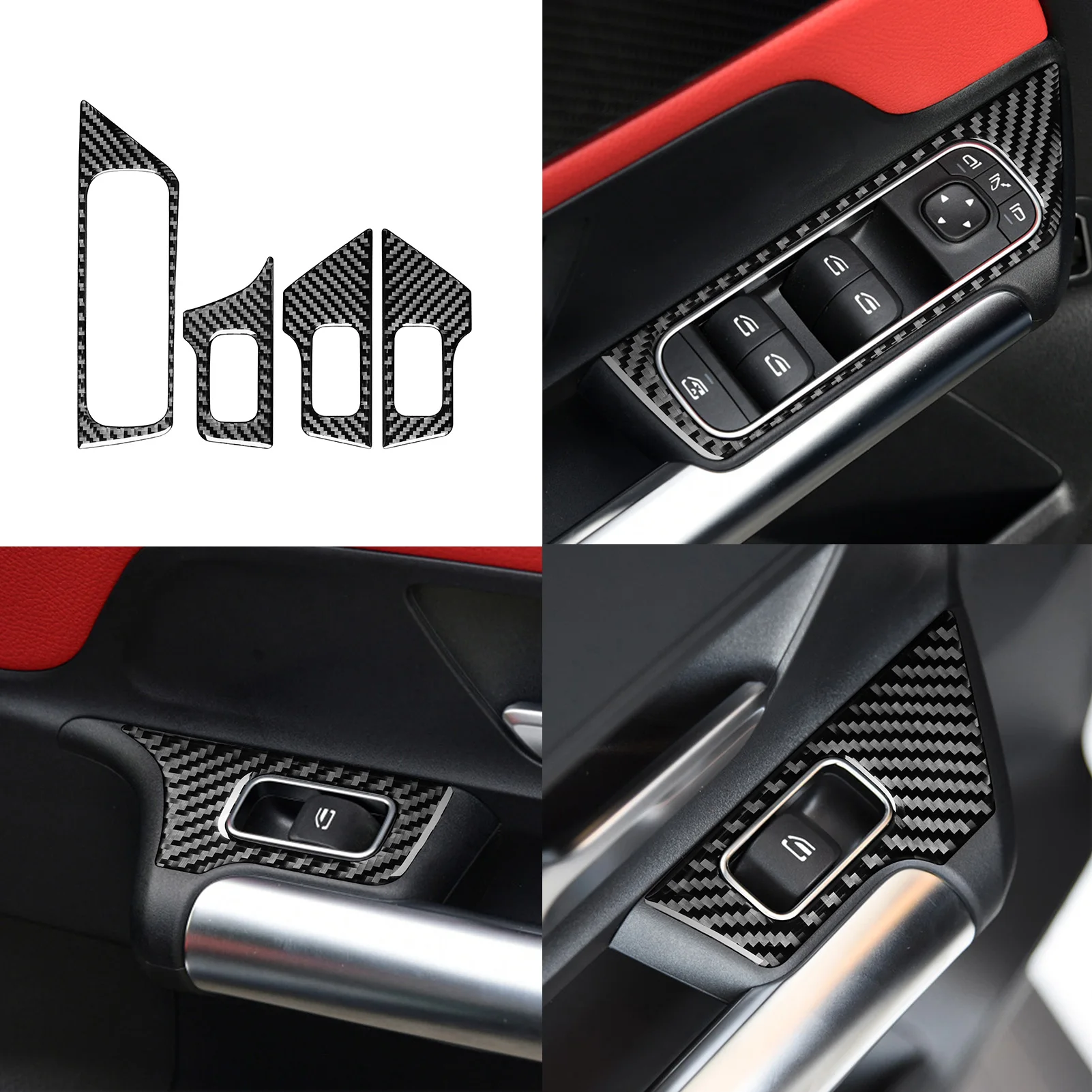 

for Mercedes Benz B Class 2019/GLB 2020 Window Lift Switch Button Panel Decoration Cover Trim Sticker Decal Car Accessories