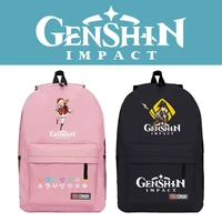genshin impact anime figure zhongli klee cosplay unisex students school bag nylon backpack laptop travel rucksack outdoor gifts