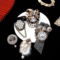 famous luxury brand designer flower bow tassel brooch pearl number 5 brooches pins broach for women vintage accessories