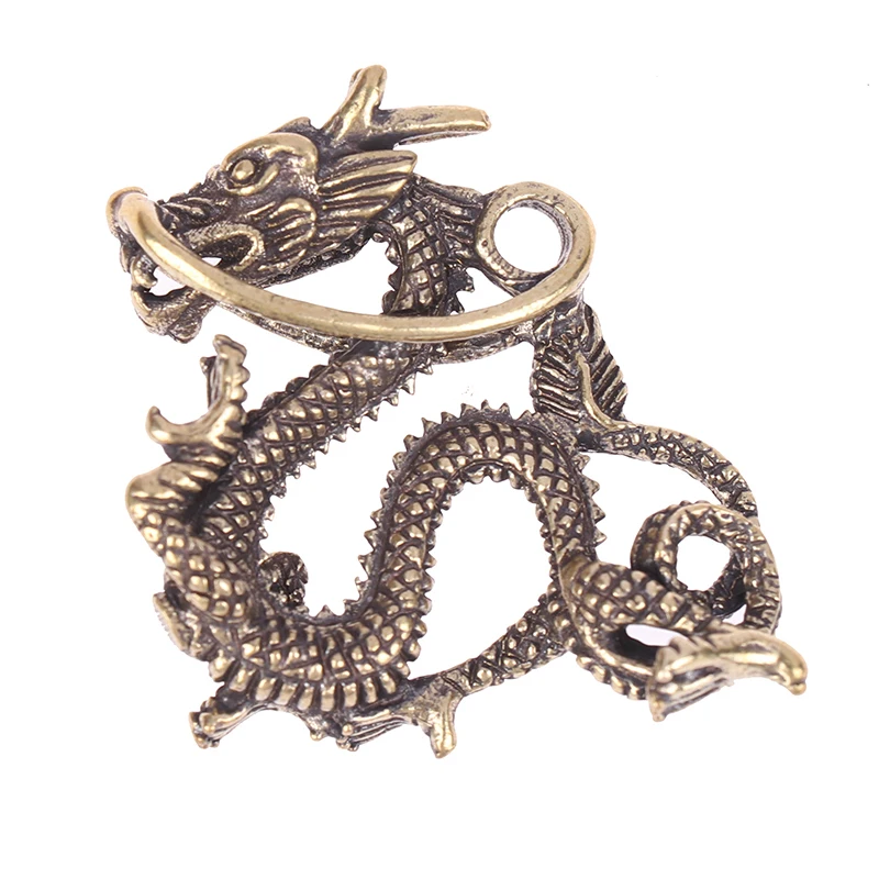 Античная статуя дракона из чистой латуни искусственное животное медный брелок