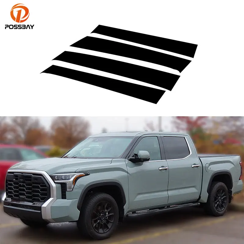 

4Pcs Car Pillar Posts Window Molding Cover Trims Decoration Stickers for Toyota Tundra XK70 2022 2023 Glossy Black Styling