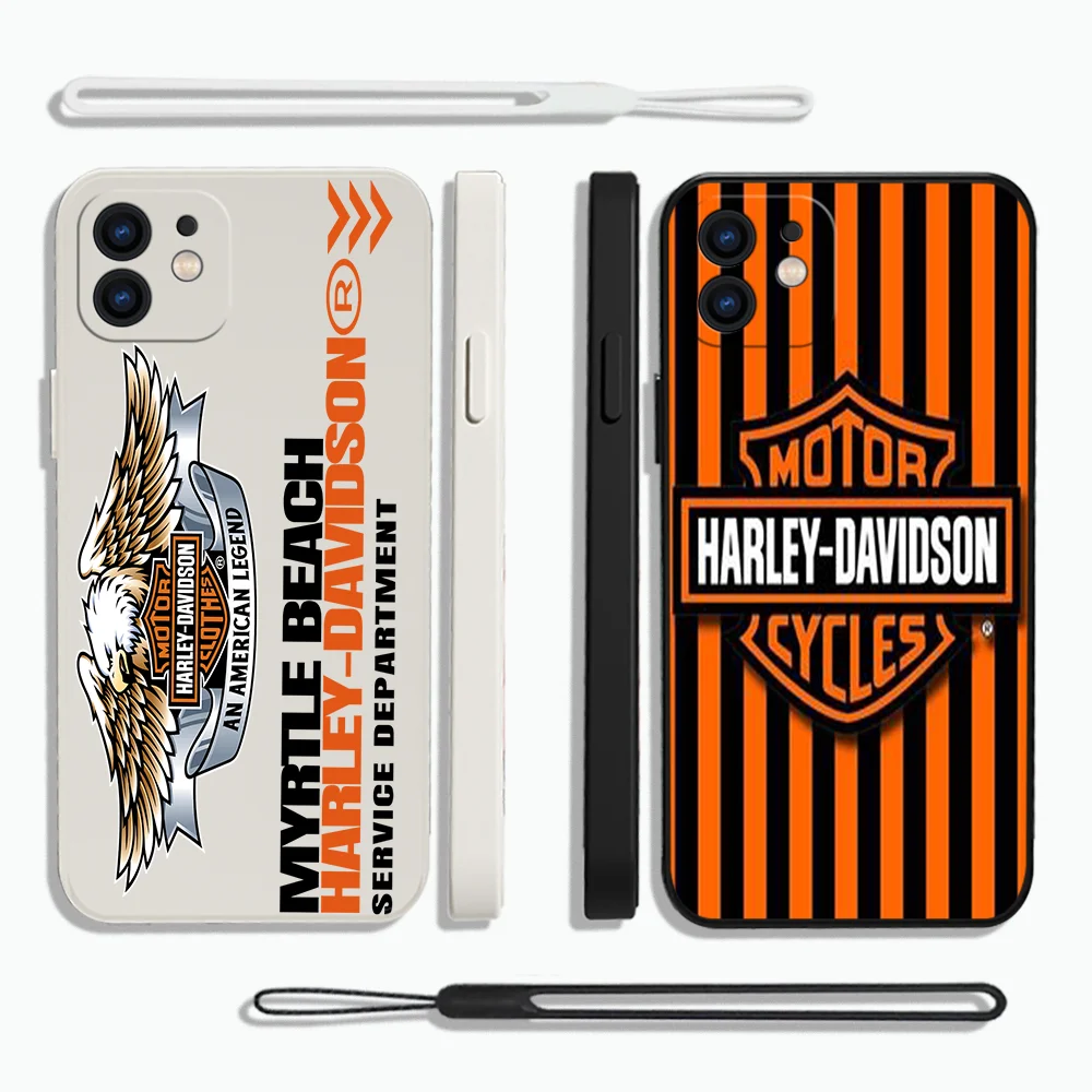 

Motorcycle Harleys Davidsons Phone Case For Samsung Galaxy S23 S22 S21 S20 Ultra Plus FE S10 Note 20 Plus With Lanyard Cover
