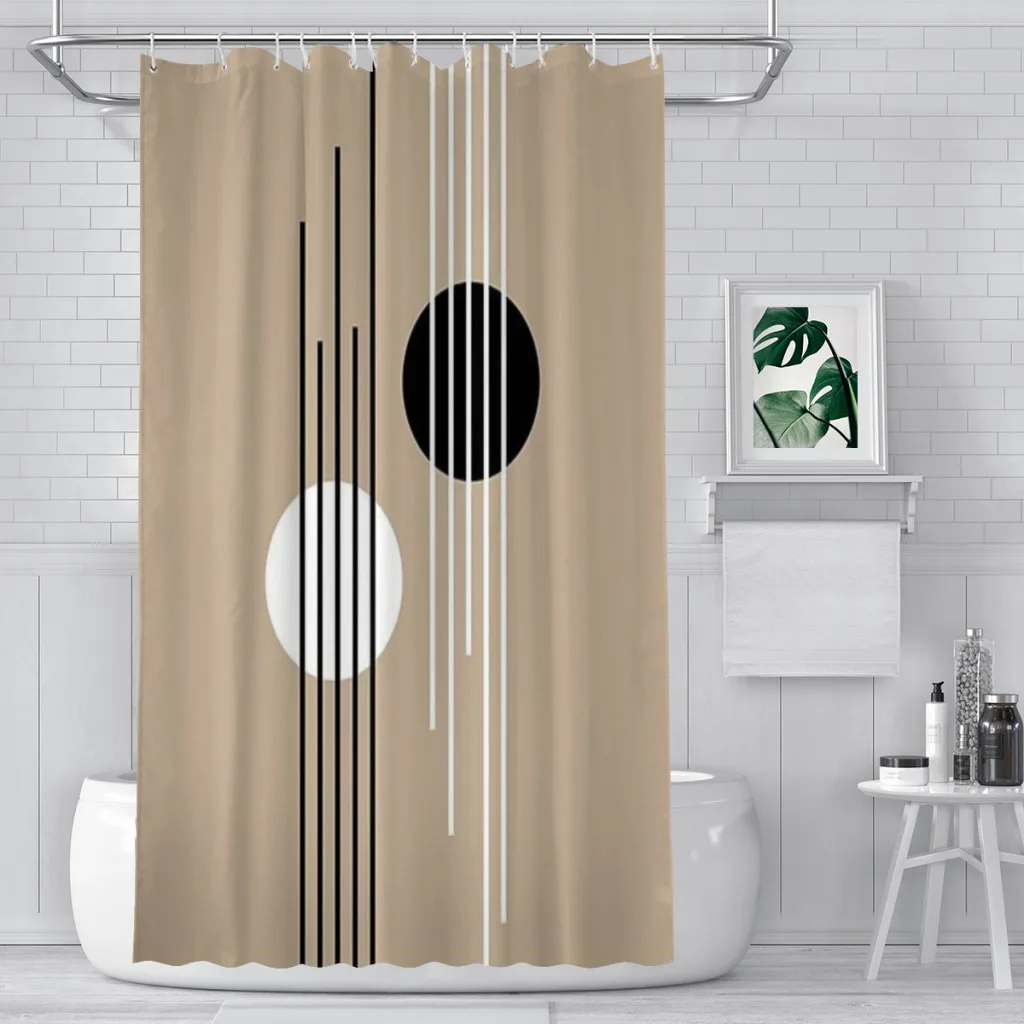 Занавеска для душа ванной комнаты прохожие линии и изгибы набор из 2 современных