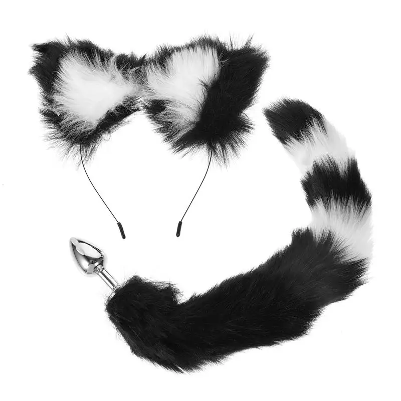 

1 Set Fox'S Ear Headband Animal Tail Sexy Cosplay Prop Costume Accessory Fox Ears Headbands And Tail Set Cosplay For Adults