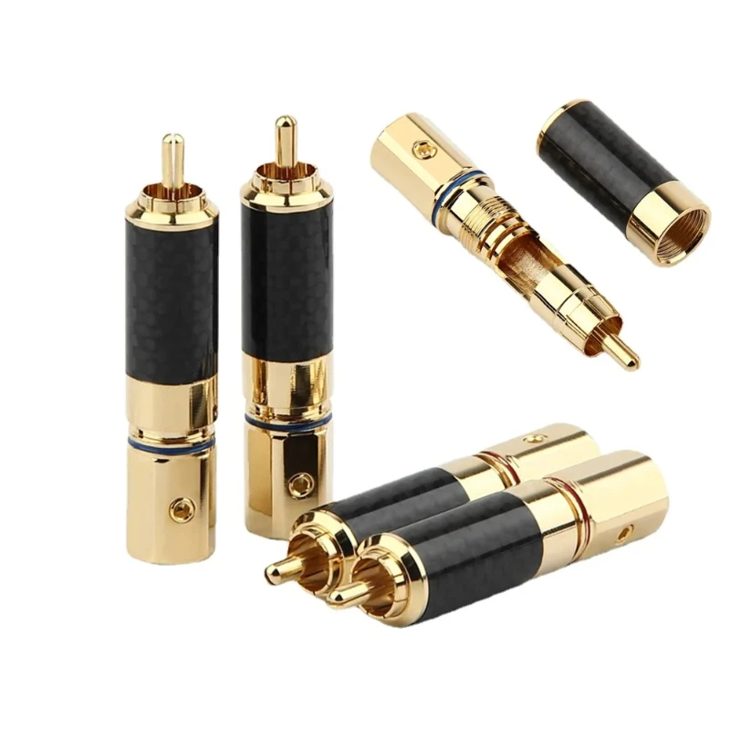 4 шт. углеродное волокно RCA разъем Hi-Fi аудио медный динамика DIY сварочный провод