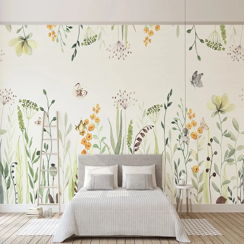 

Custom 3D Modern Mural Wallpaper Minimalist Small Fresh Pink Floral Background Wall Decoration Papel De Parede Home Décor Tapety