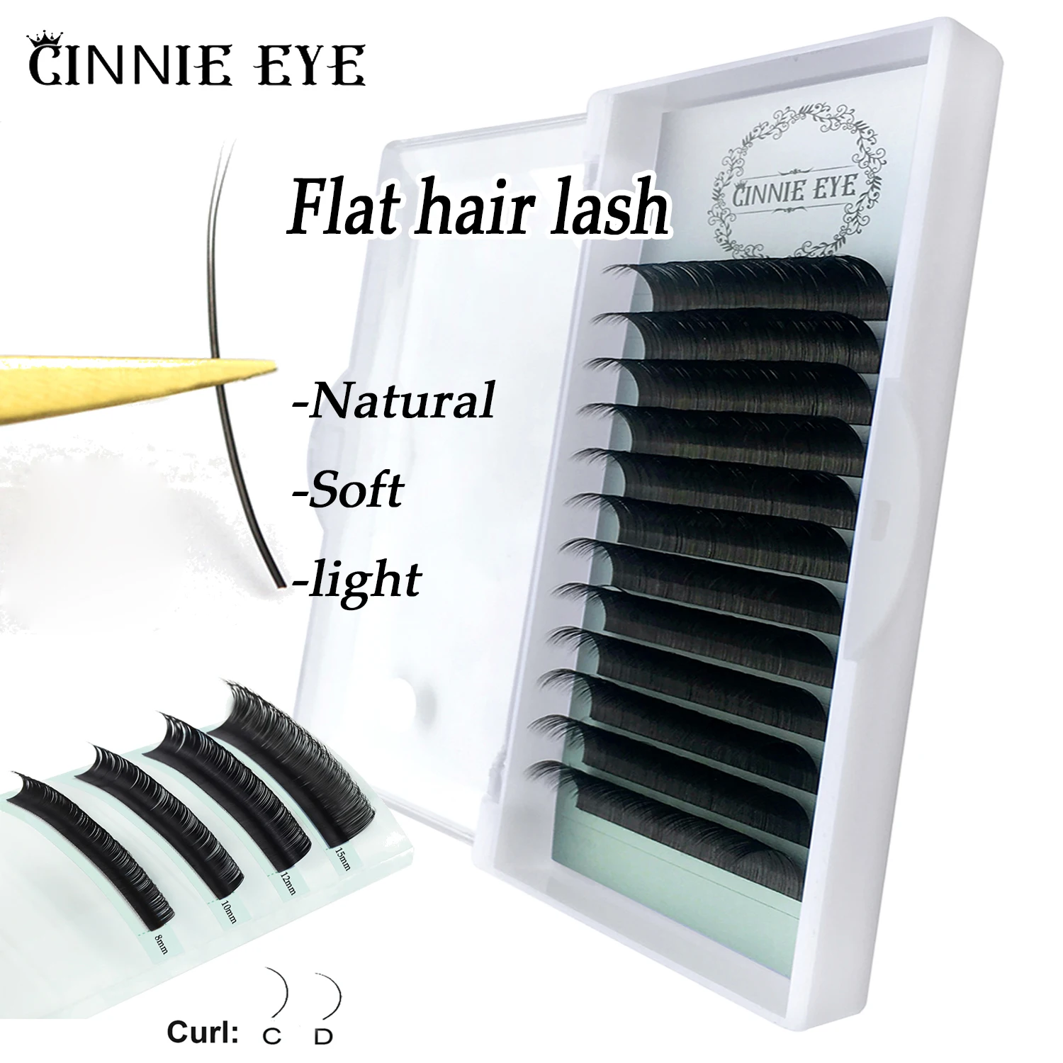 

Natural Flat Hair 3D Mink Lash Extension Cilios Russia Volume Classic False Lash Individual Ellipse Flat Eyelash Kit Velly Cils