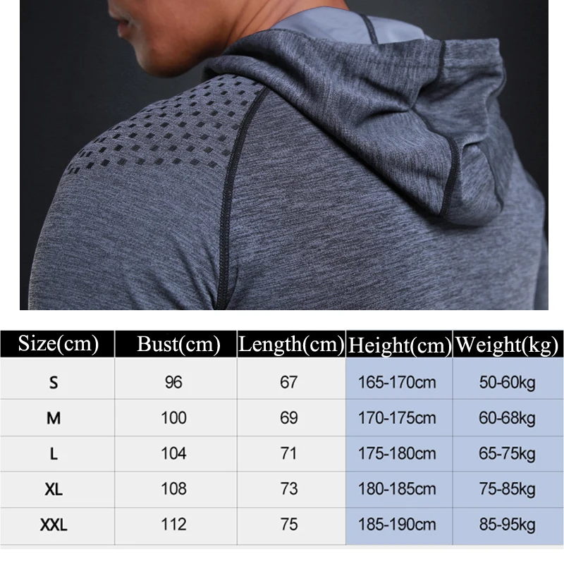 Dry Fit Compression Shirt Hooded Men Rashgard Fitness Long Sleeves Running Shirt Men Gym T Shirt Football Jersey Sportswear