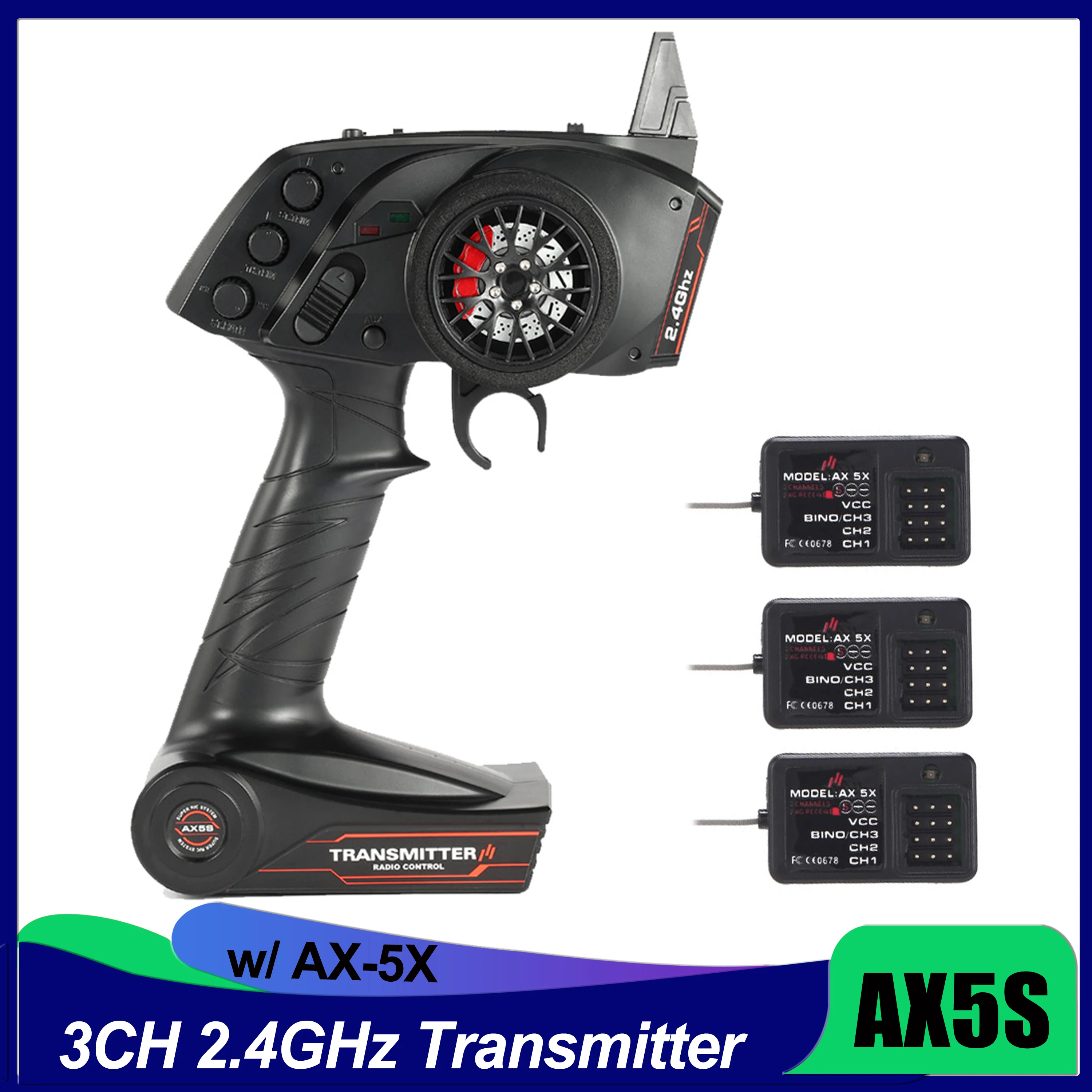 

AX5S 2.4G 3CH Transmitter with AX-5X Receiver for 1/10 1/8 RC CAR MN99S MN90 Crawler TRX4 Axial SCX10 D90 RC Car Boat TG3 X6 X4