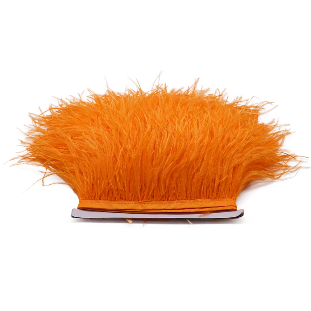 

Orange 10M 8-10CM Ostrich Feather Trim Ribbon Dyed Various Real Fluffy Fringe For Crafts Dress Skirt Sewing Accessory