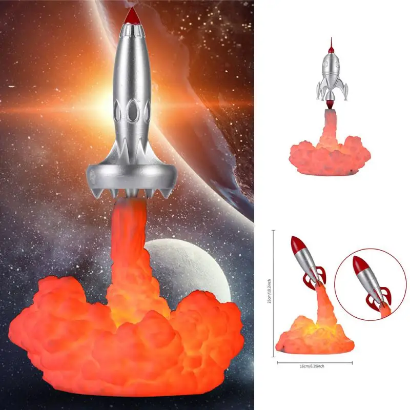 

Bedroom Sleeping Night Light Creative 3D Rocket Decoration Lamp Living Room Study Charging Cartoon Table Lamp Home Decor