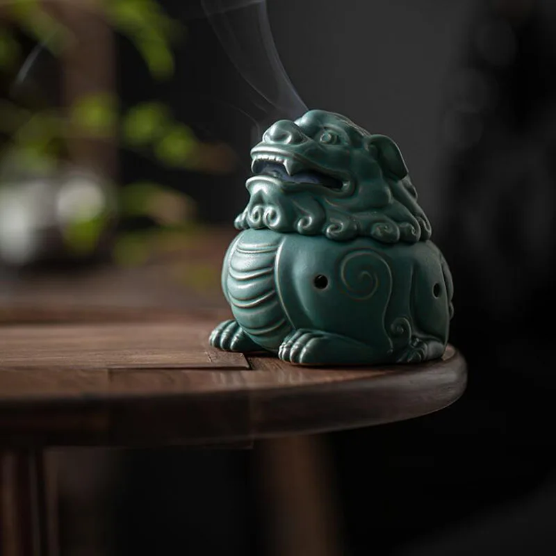 Керамическая горелка для ароматерапии с изображением Льва дракона катушка