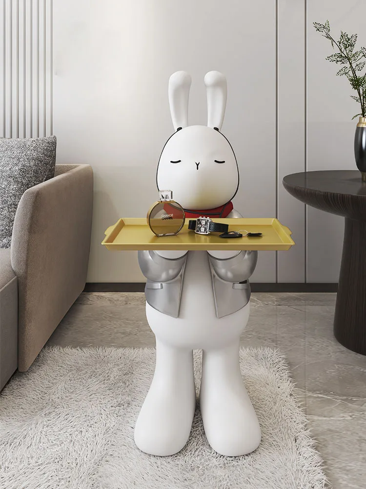

Nordic Home Decor Rabbit Statue Room Decor Large Resin Crafts Animal Sculpture Luxury Home Accessories Decoration Tray Figurine