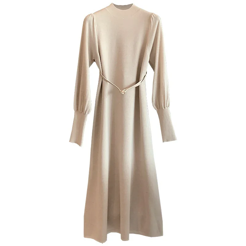 

NEW Open knit dress female autumn and winter temperament foreign long sweater lattice