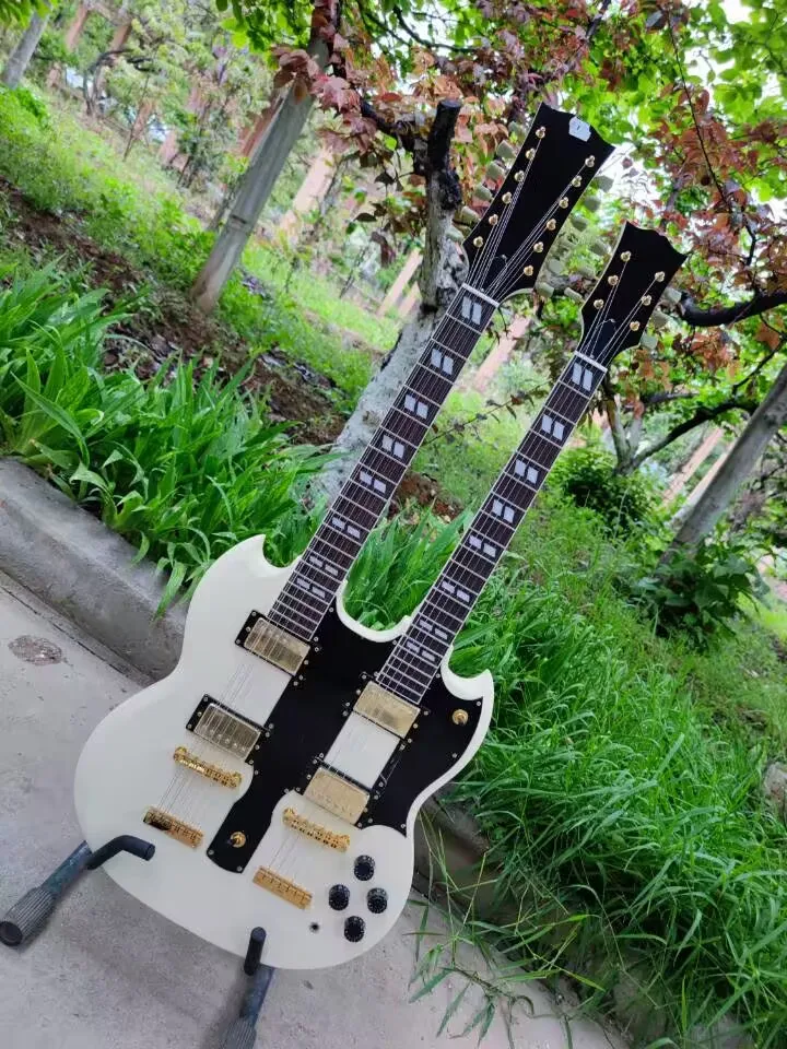 

NEW! white 6string and12string Two-headed electric guitar, Made in China, rosewood fingerboard, high quality, mahogany body,