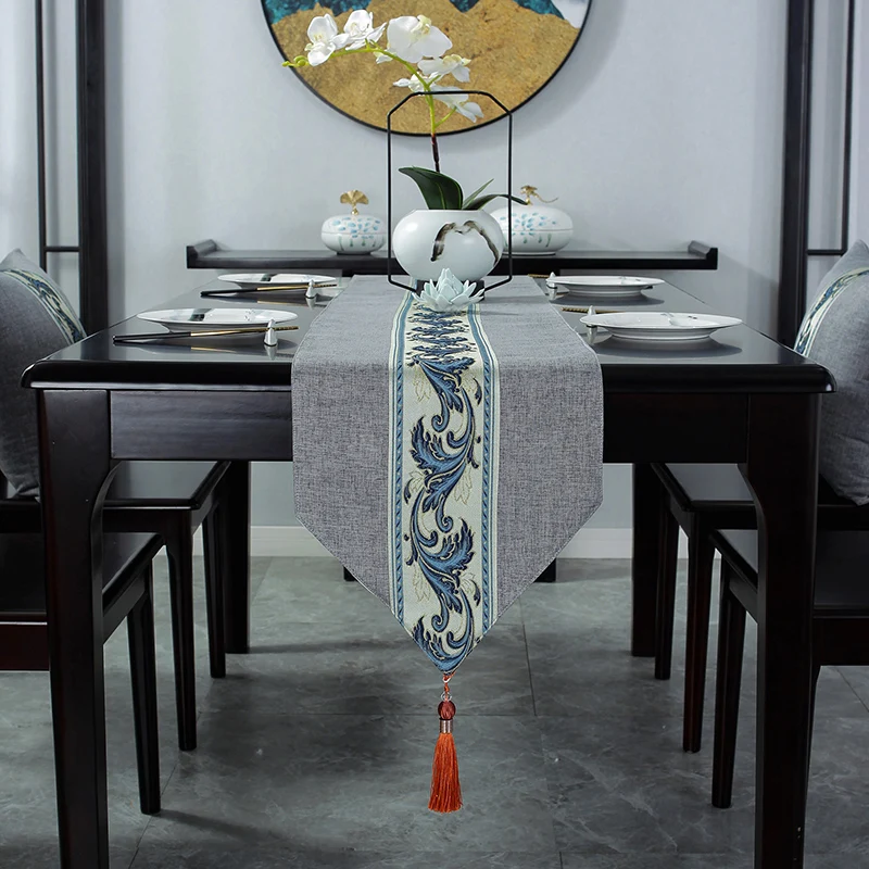 

Chinese Style Table Runner Cotton and Linen Table Flag with Tassels Dining Table Cloth ,Tea Towel, Tablecloth, Tea Cloth