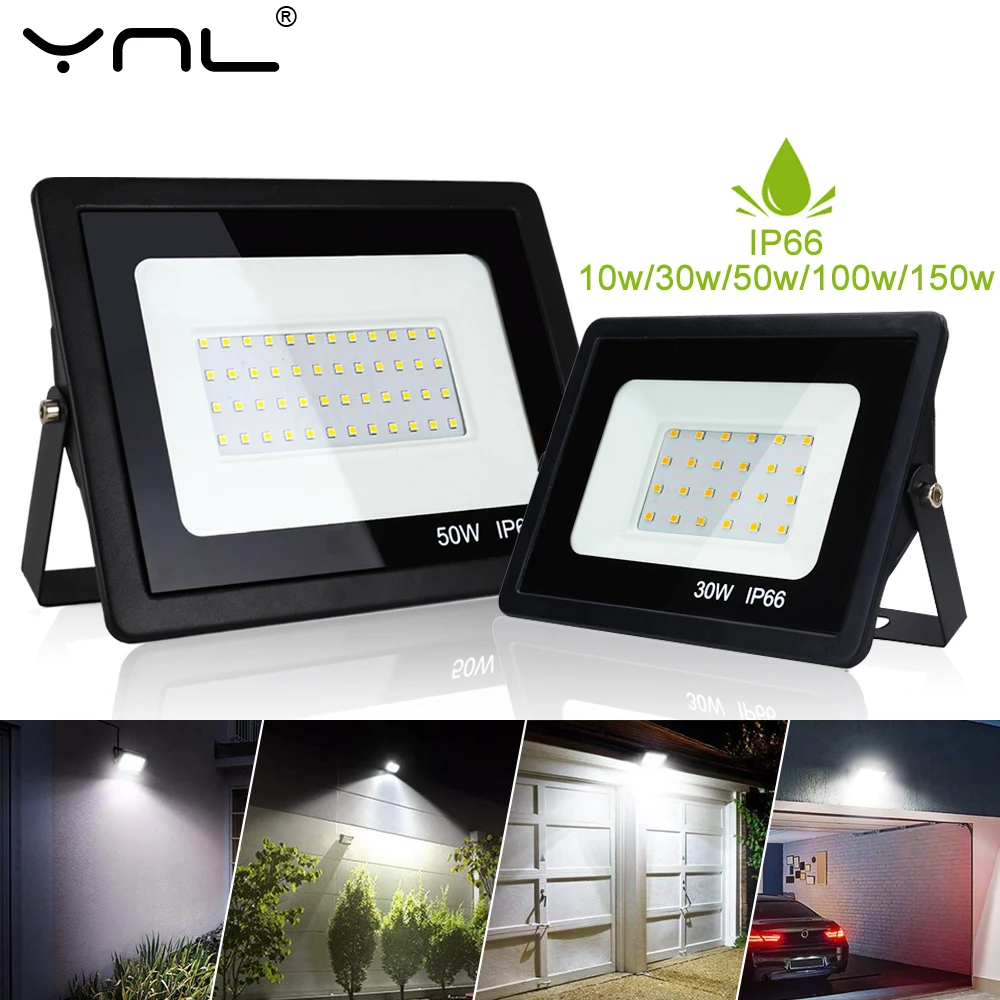 Outdoor Flood Light LED Spotlight Projector 220V 200W 150W 100W 50W 30W 10W Foco LED Exterior FLoodlight Street Wall Lighting