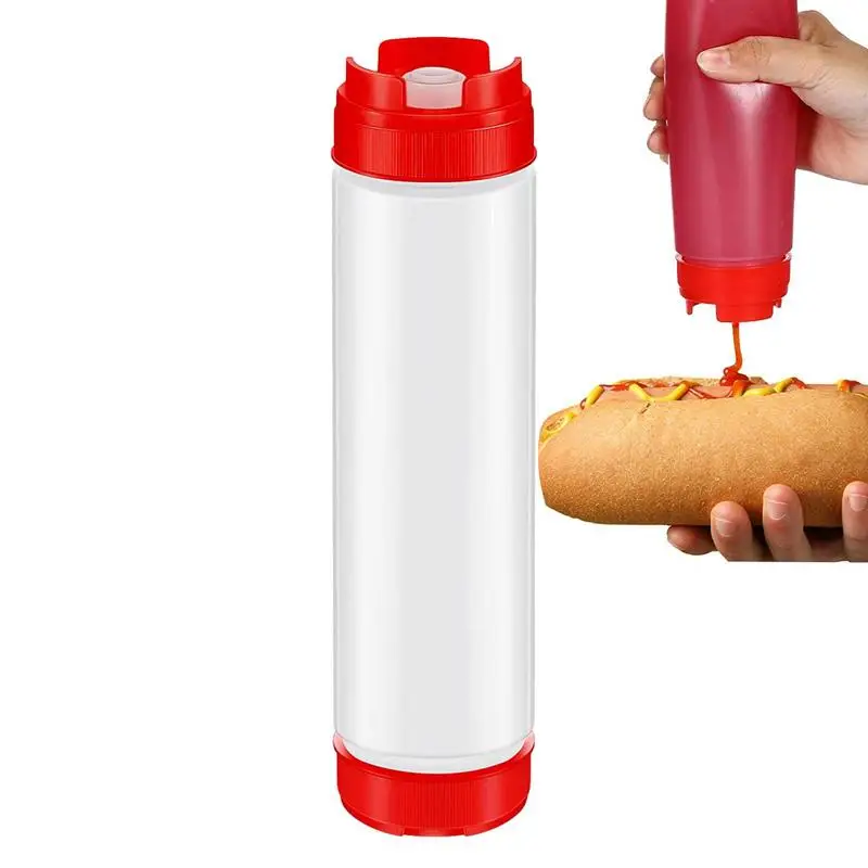 

Squeeze Bottles Reusable Ketchup Mayoo Dispenser Double Head Sauces Olive Oil Bottles Leak-proof BBQ Sauce Condiment Container