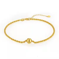 JICAI Real 18K Gold Twisted Chain Bracelet Simple Gold Ball Design Pure AU750 Hemp Rope Chain Fine Jewelry Gift for Women