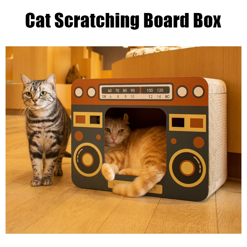 Cat Corrugated Scratching Board Litter Box Scratch-resistant Radio-shaped Cats Scratches Grinding Claw Toy Products For Pets