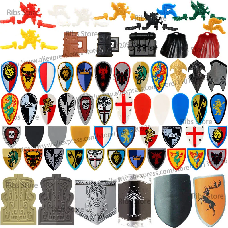 Военный средневековый солдат фигурка аксессуары строительные блоки щит корона